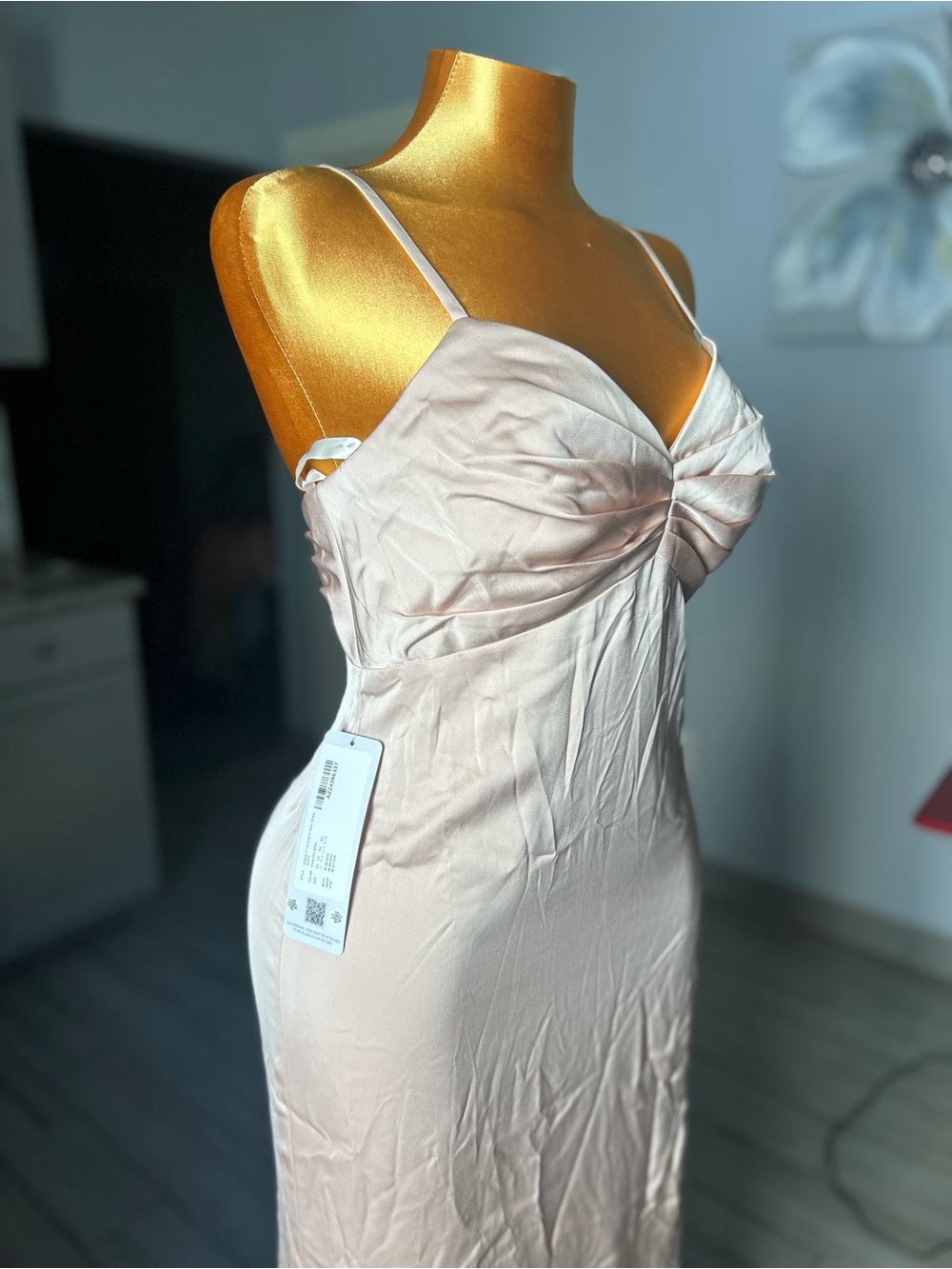 Azazie Blush Satin Slip dress,maxi dress